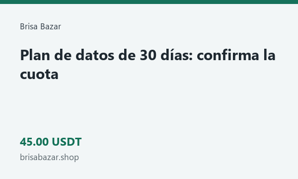 Plan de datos de 30 días: confirma la cuota · 45 USDT